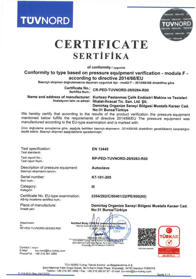 EU Pressure Equipment Conformity certificate preview