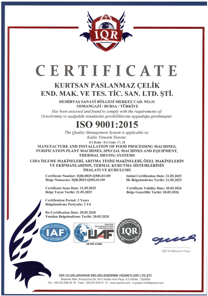 ISO 9001:2015 certificate preview
